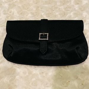 Nitebags Evening Clutch Black Satin Purse Bag